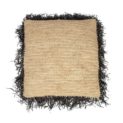 La Funda De Cojín De Rafia - Natural Negro - 60x60