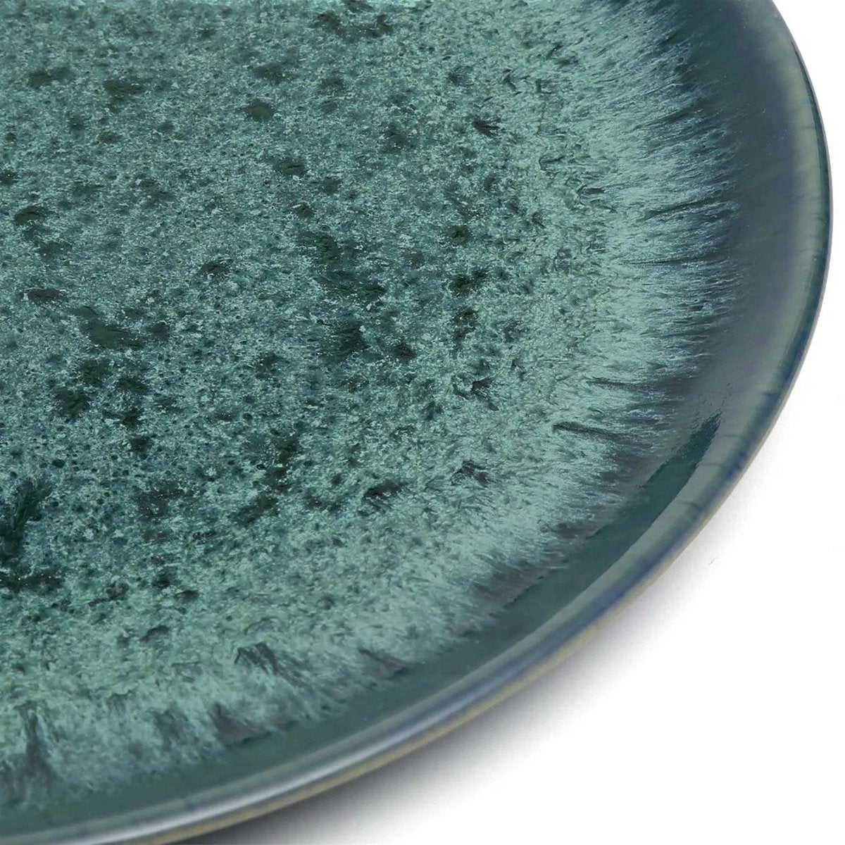Stoneware Salad Plate - Aqua Blue Ceramic Dinner Plate
