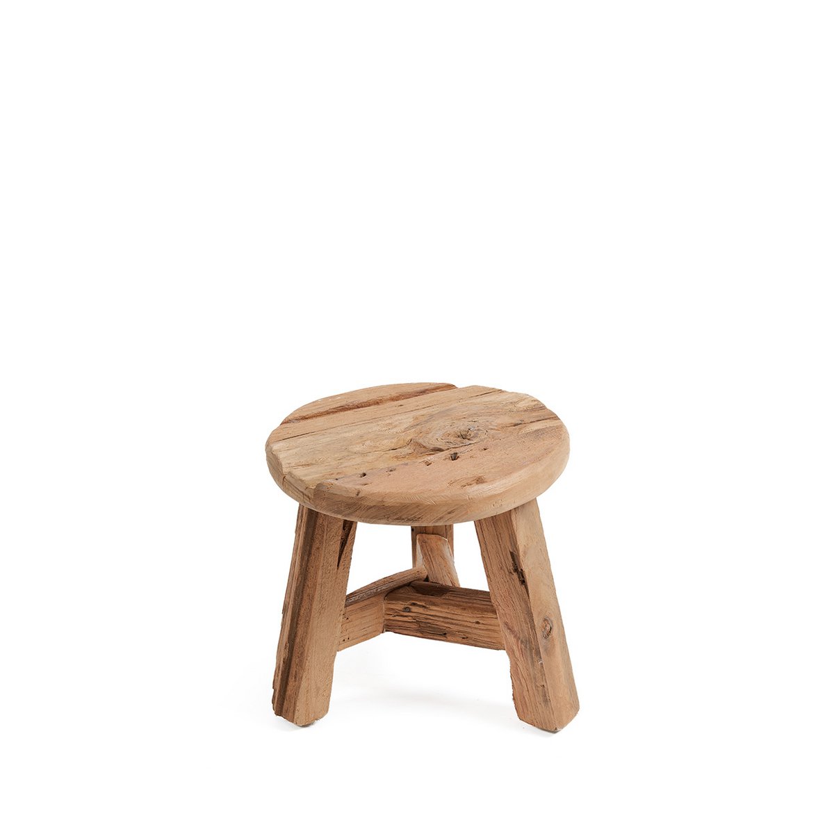 Teak Wood Stool - Natural Yatai Design, Small Size