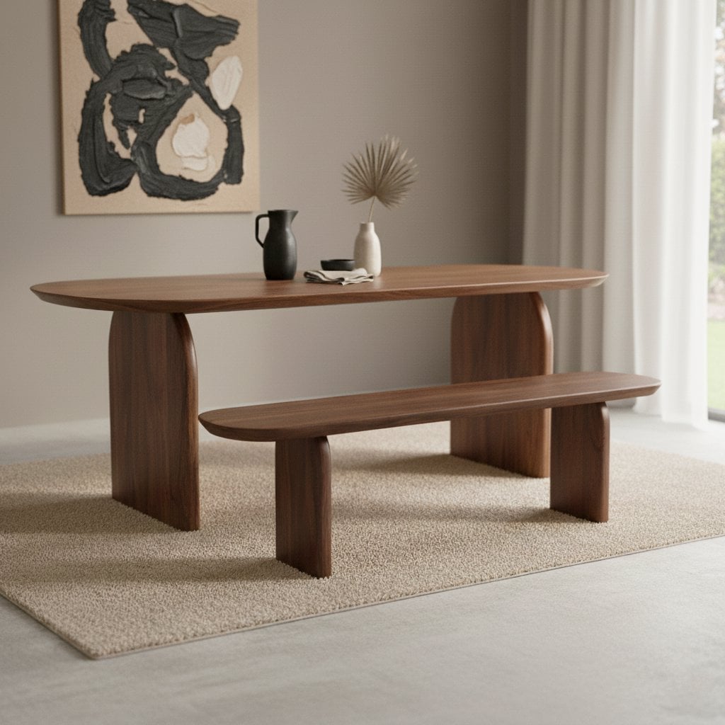 Mango Wood Dining Bench - Brown Bullnose - 180-240cm