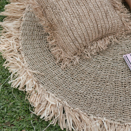 Tapis en Roseau Rond 100/120cm | Tapis avec Franges DASA (2 tailles)