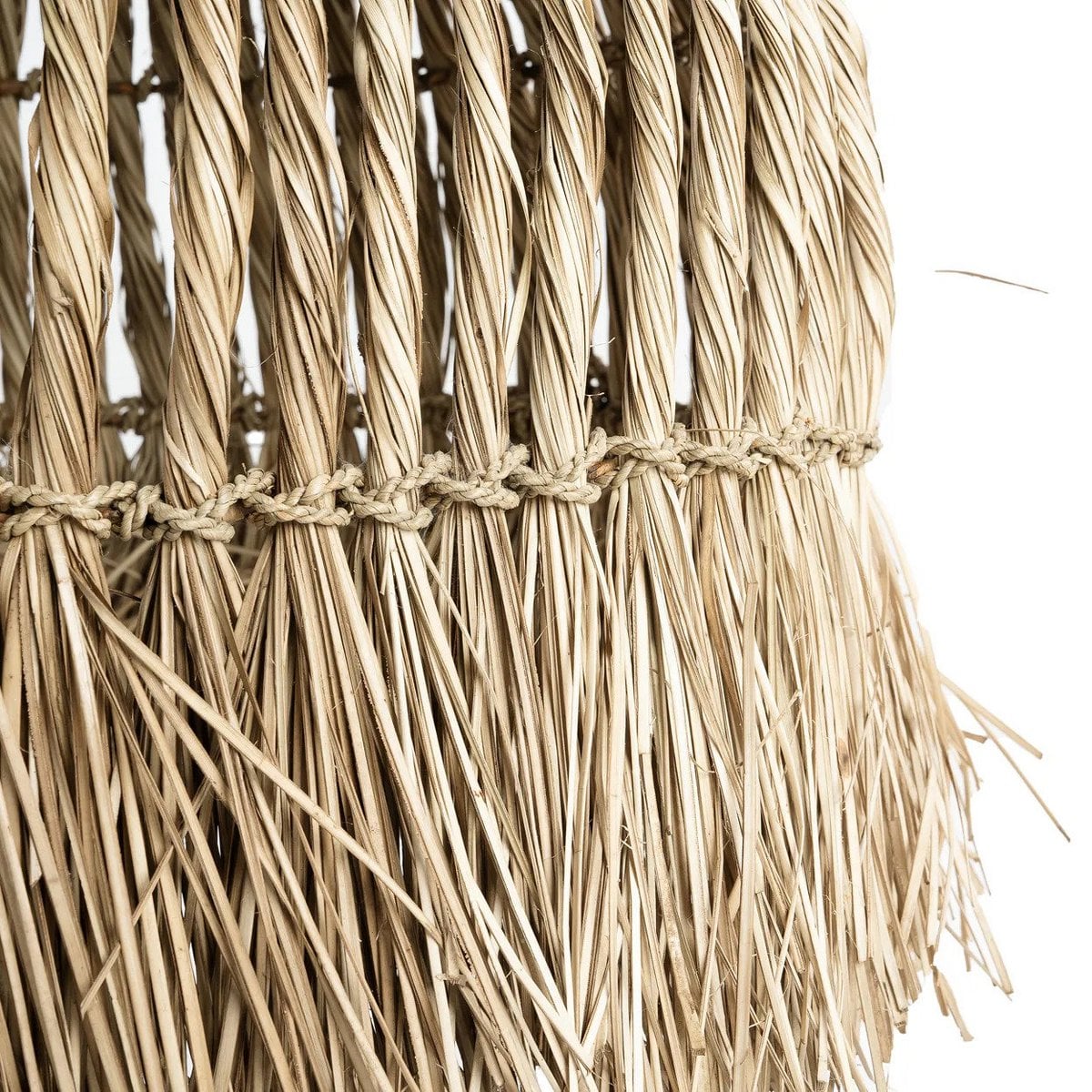 Natural Fiber Pendant Light - Handwoven Mendong Grass Shade - Medium