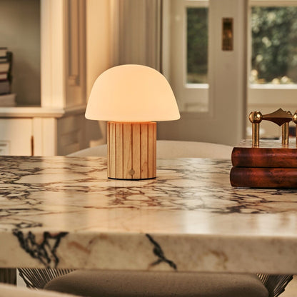 Rechargeable Table Lamp - Light Brown Dimmable Lamp with Modular Shade