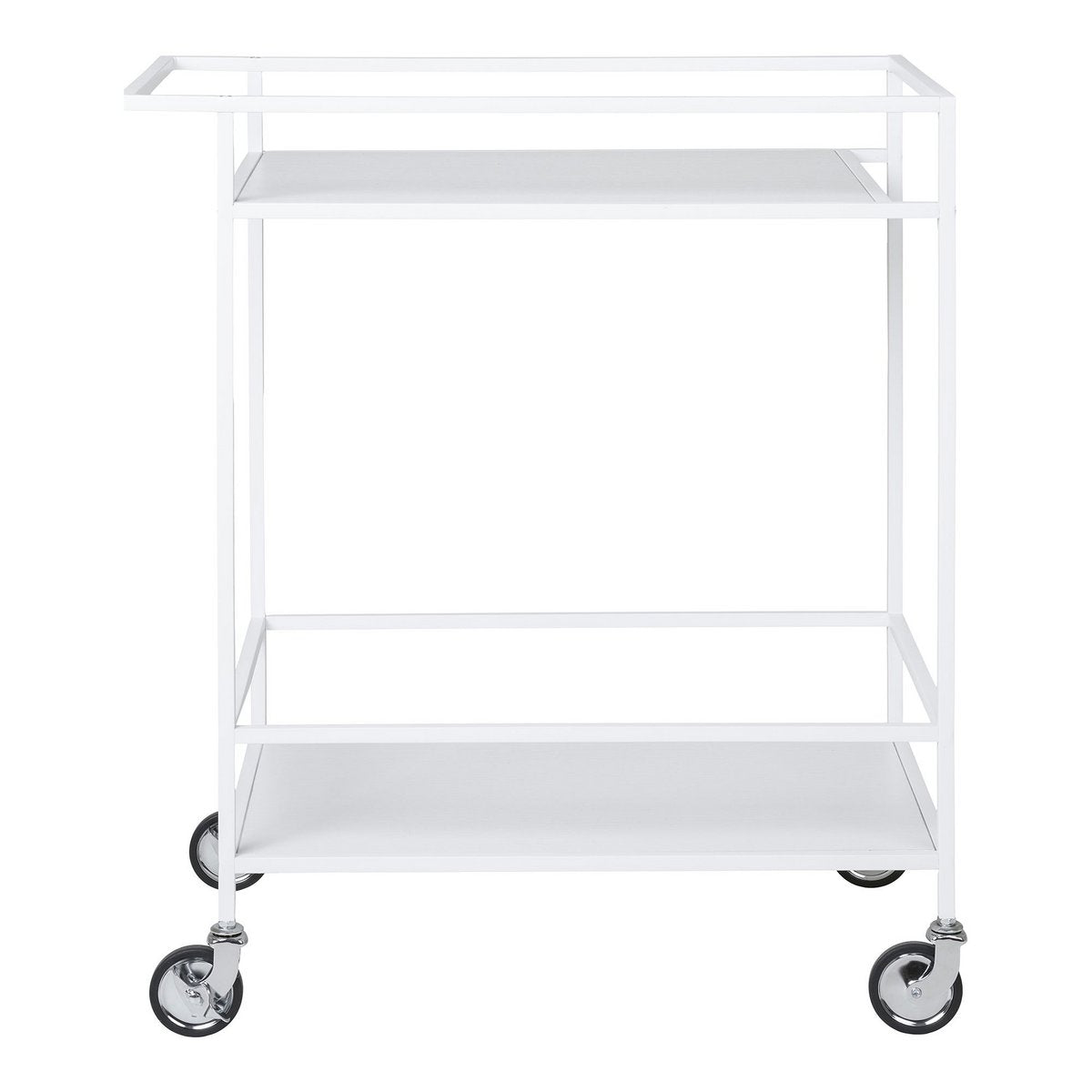 Steel Bar Trolley - White Serving Cart, 68x40x79 cm