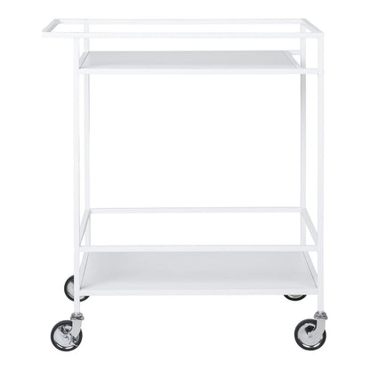 Steel Bar Trolley - White Serving Cart, 68x40x79 cm
