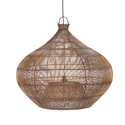 Rattan Pendant Light - Dark Walnut Gourd Shape - Large