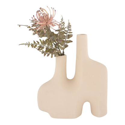 Ceramic Vase - Sand Finish, Modern Interconnected Design, 27cm