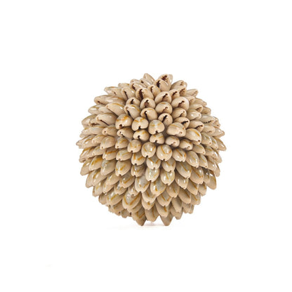 Seashell Ball Decor - Small Coastal Ornament for Shelves
