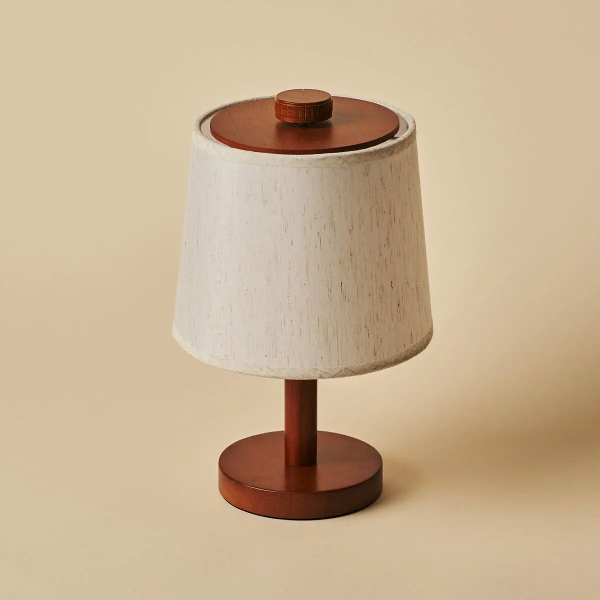 Rover Chestnut Brown Wooden Rechargeable Lamp | Cordless, Dimmable & Linen Blend