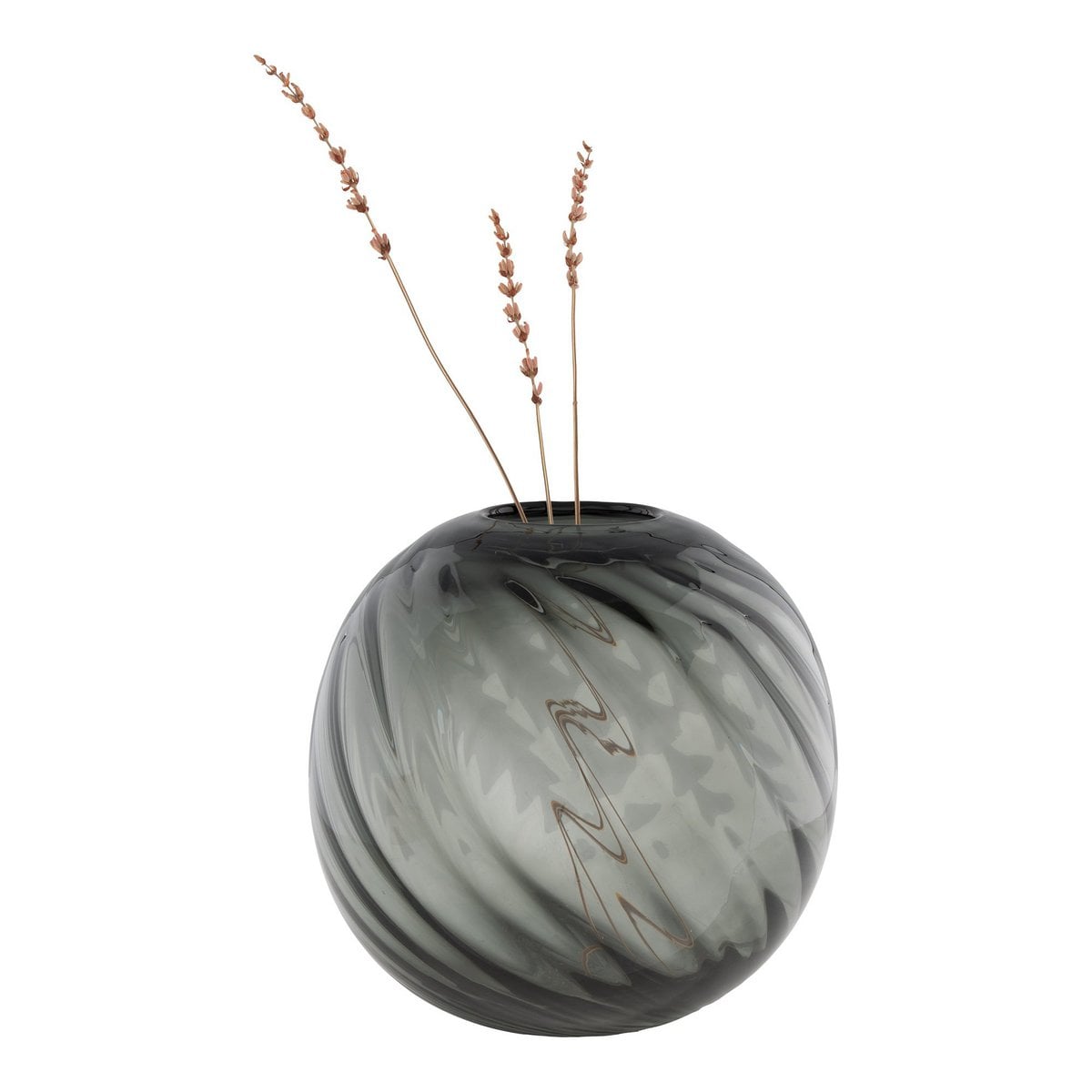 Glass Vase - Grey Mouthblown Modern Decor, Ø20x19cm