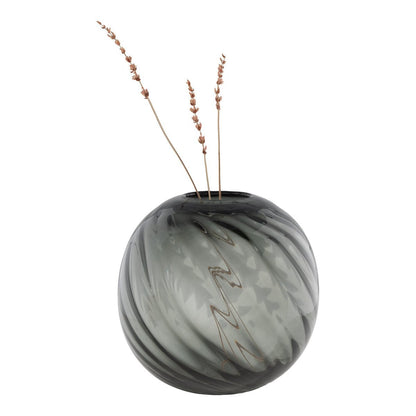 Glass Vase - Grey Mouthblown Modern Decor, Ø20x19cm