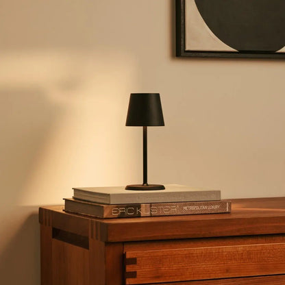 Cordless Table Lamp - Dimmable Black Metal Accent Light