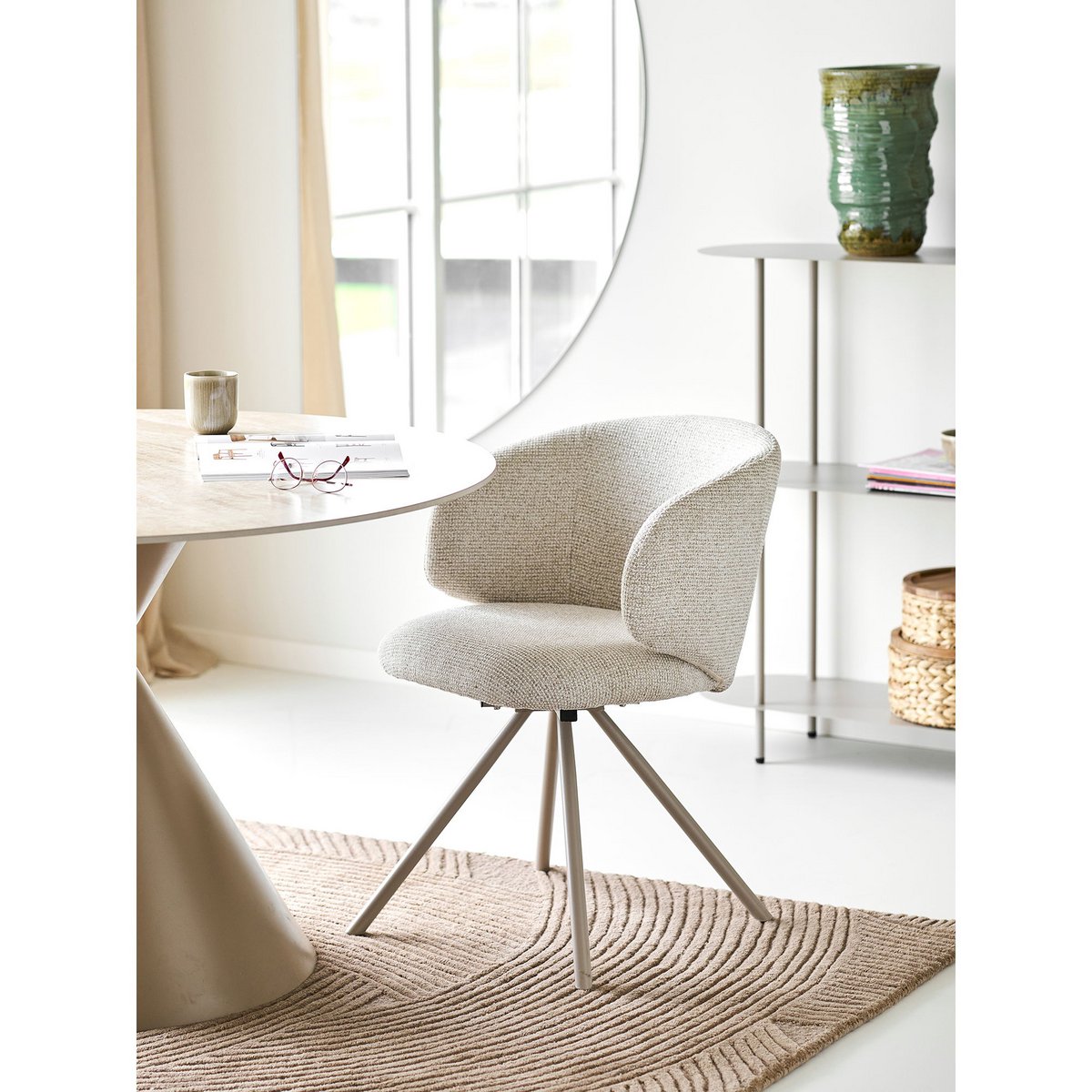 Fulham Dining chair with swivel, sand, sand legs, HN1320 - Set of 2