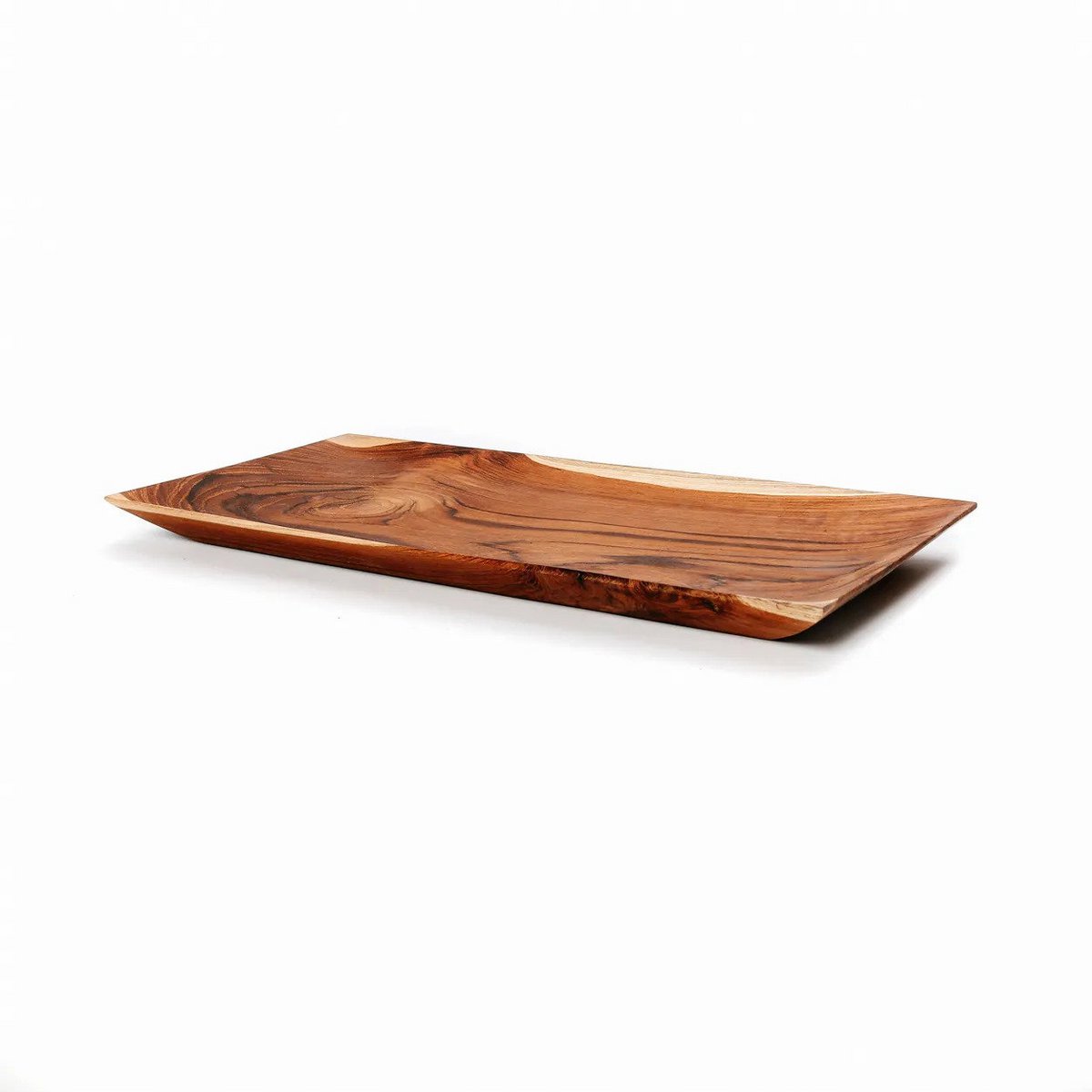Teak Wood Sushi Plate – Natural Root Serving Tray, Large