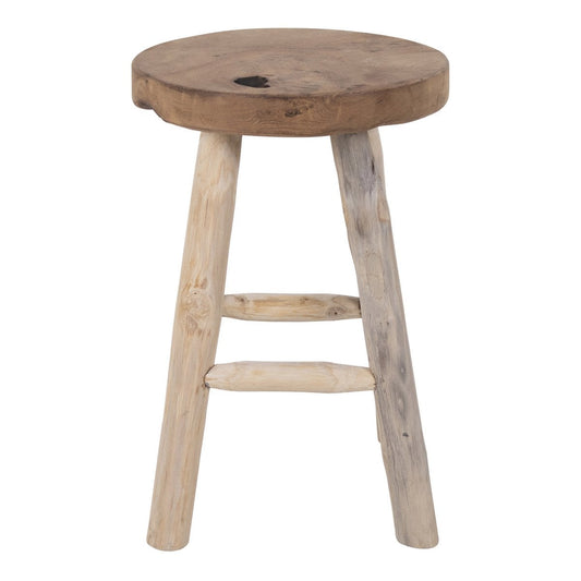 Σκαμπό Teak Natural - Badia - Στρογγυλό βοηθητικό τραπέζι ή κάθισμα, 30x45 cm