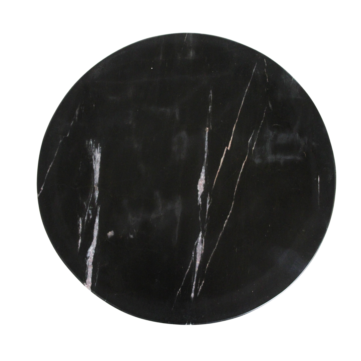 Marble Side Table - Black Mango Wood Accent Table, 40x40x50 cm