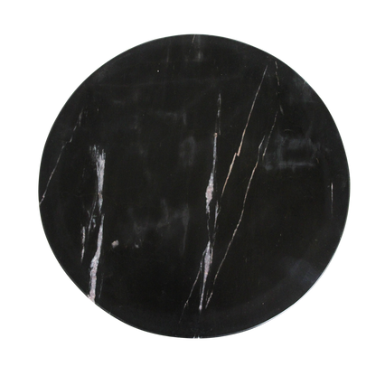 Marble Side Table - Black Mango Wood Accent Table, 40x40x50 cm