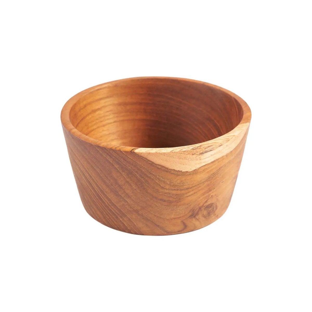 Teak Snack Bowl - Natural Wood Popcorn Bowl for Movie Nights
