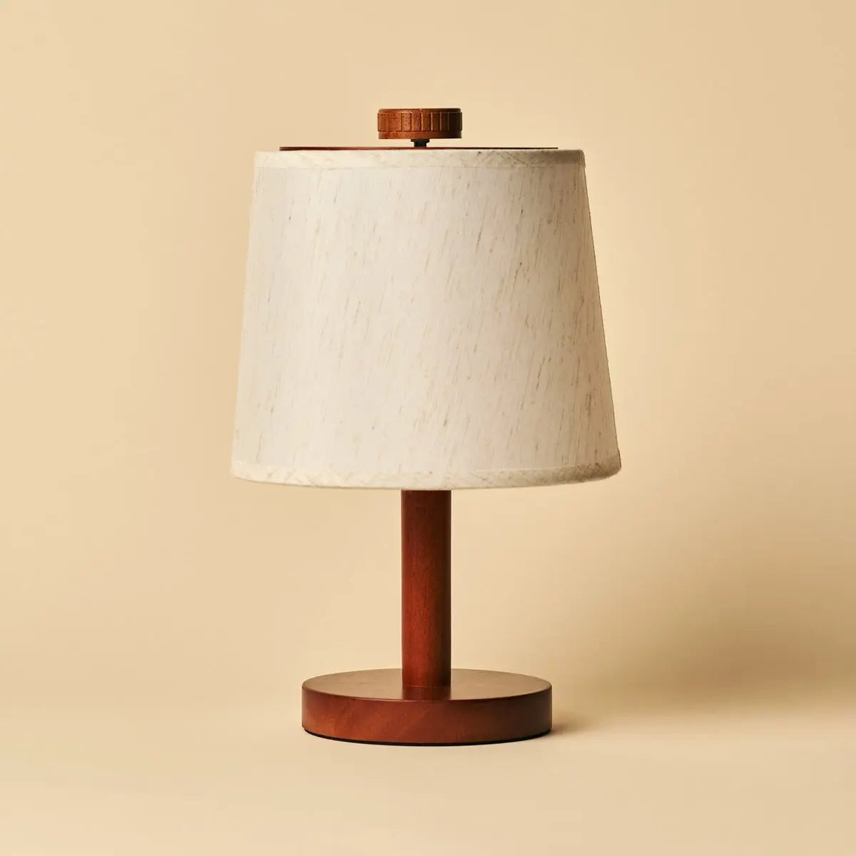 Rover Chestnut Brown Wooden Rechargeable Lamp | Cordless, Dimmable & Linen Blend