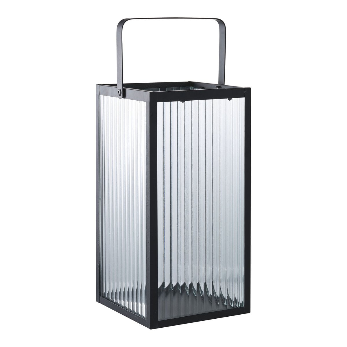 Metal and Glass Lantern Black Almonte