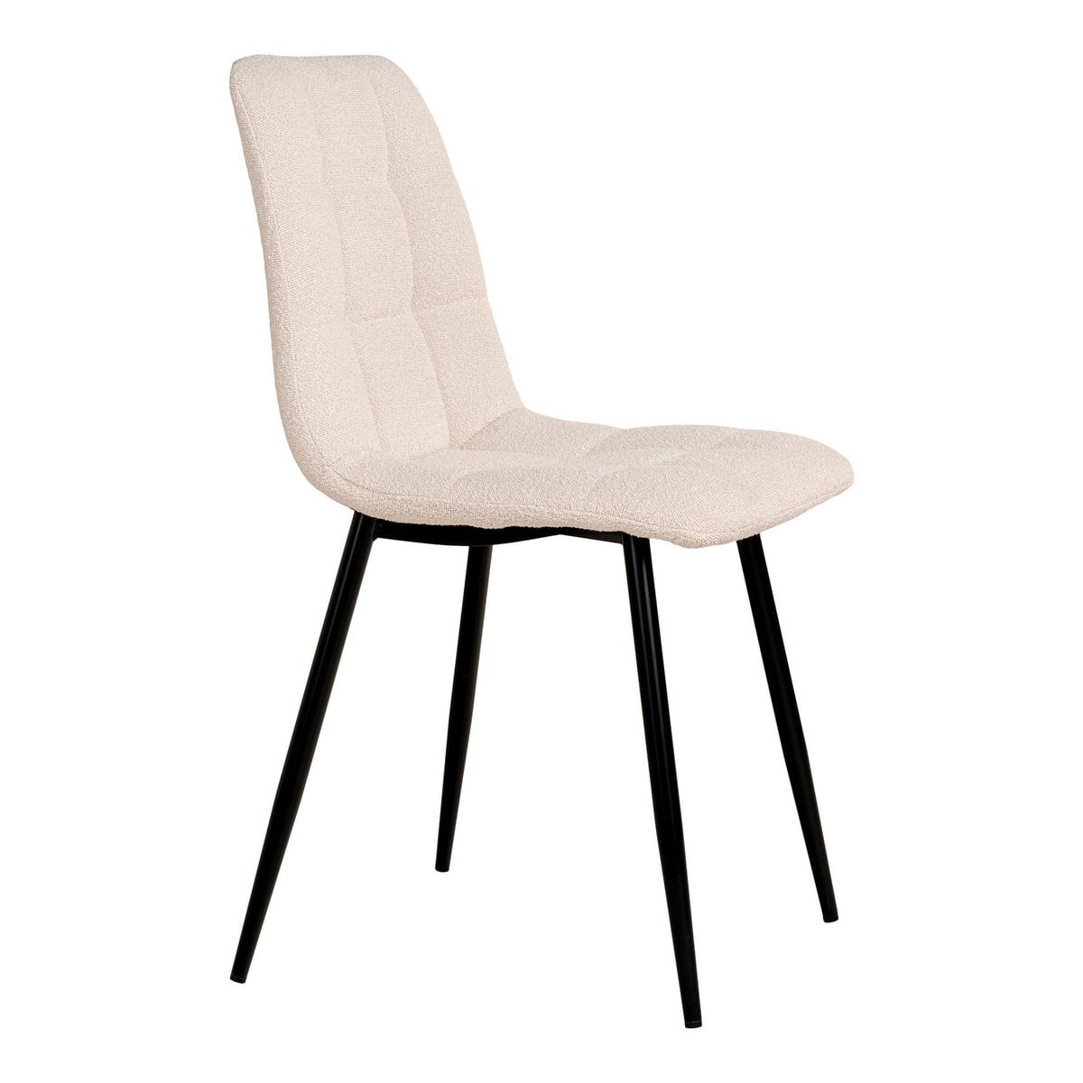 Middelfart Dining Chair - White, Bouclé, Black Metal Legs - Set of 2
