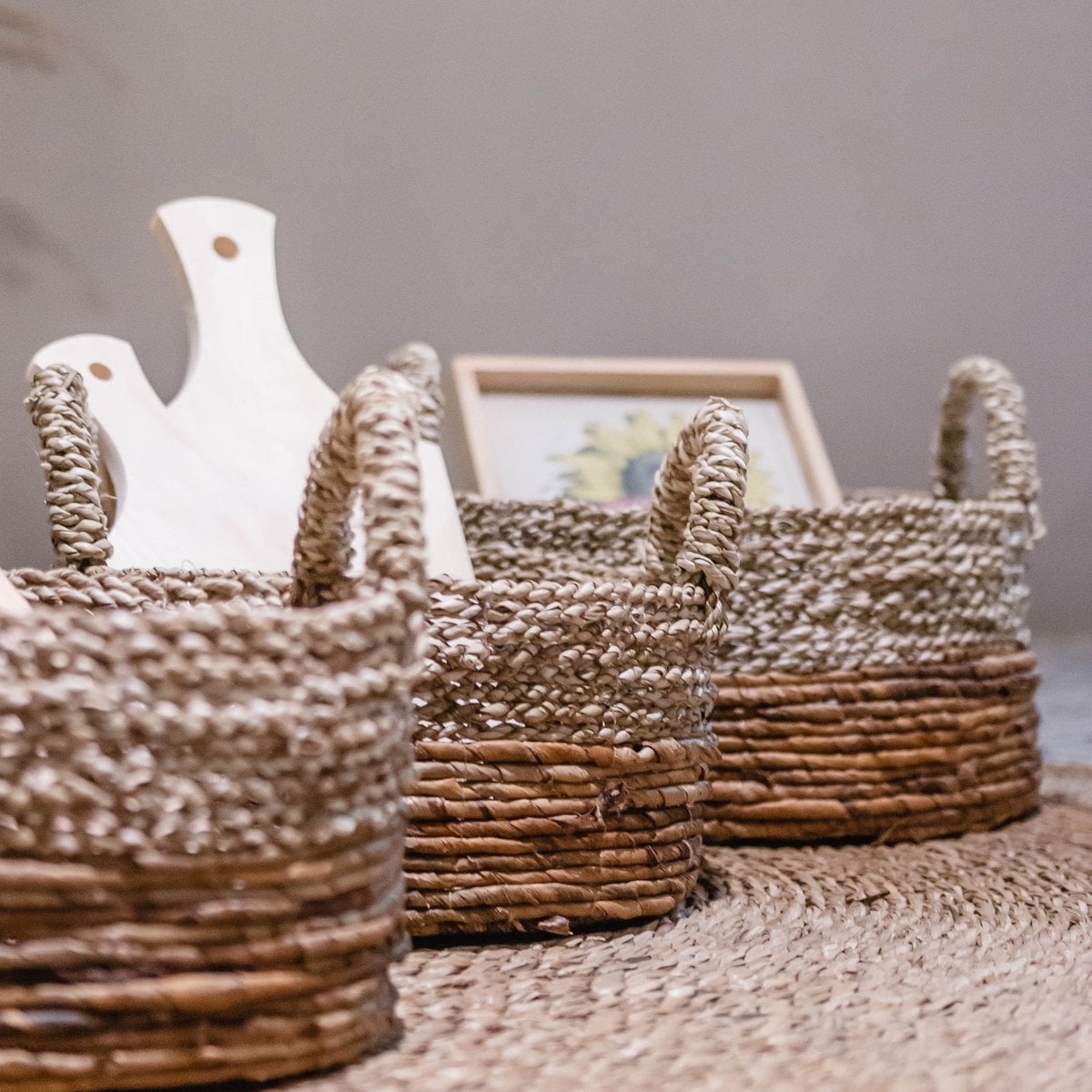 Seagrass Storage Basket – Decorative Plant Basket with Banana Fibre