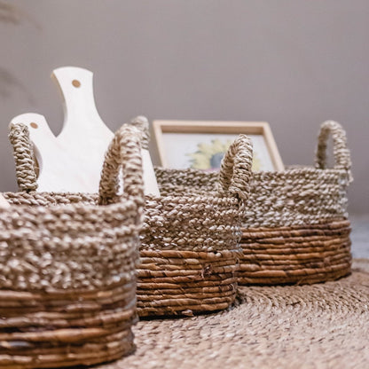 Seagrass Storage Basket – Decorative Plant Basket with Banana Fibre