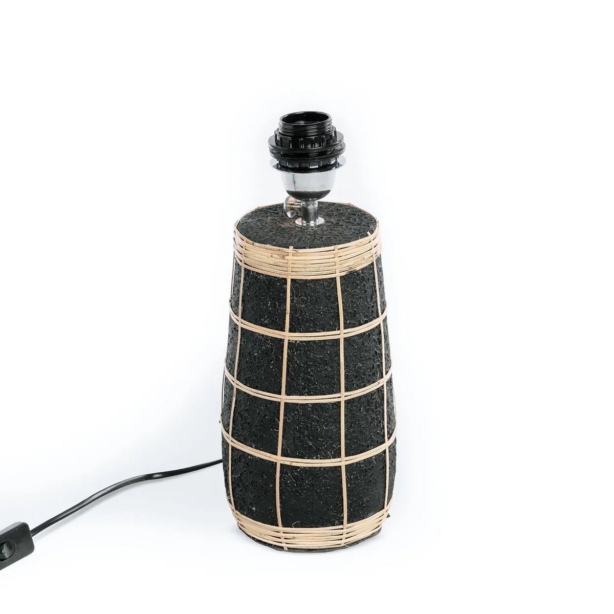 Rattan Table Lamp - Black Terracotta Accent Light