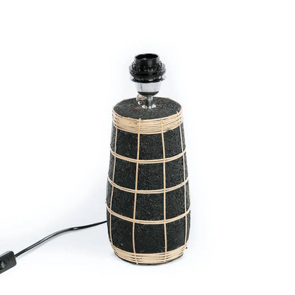 Rattan Table Lamp - Black Terracotta Accent Light