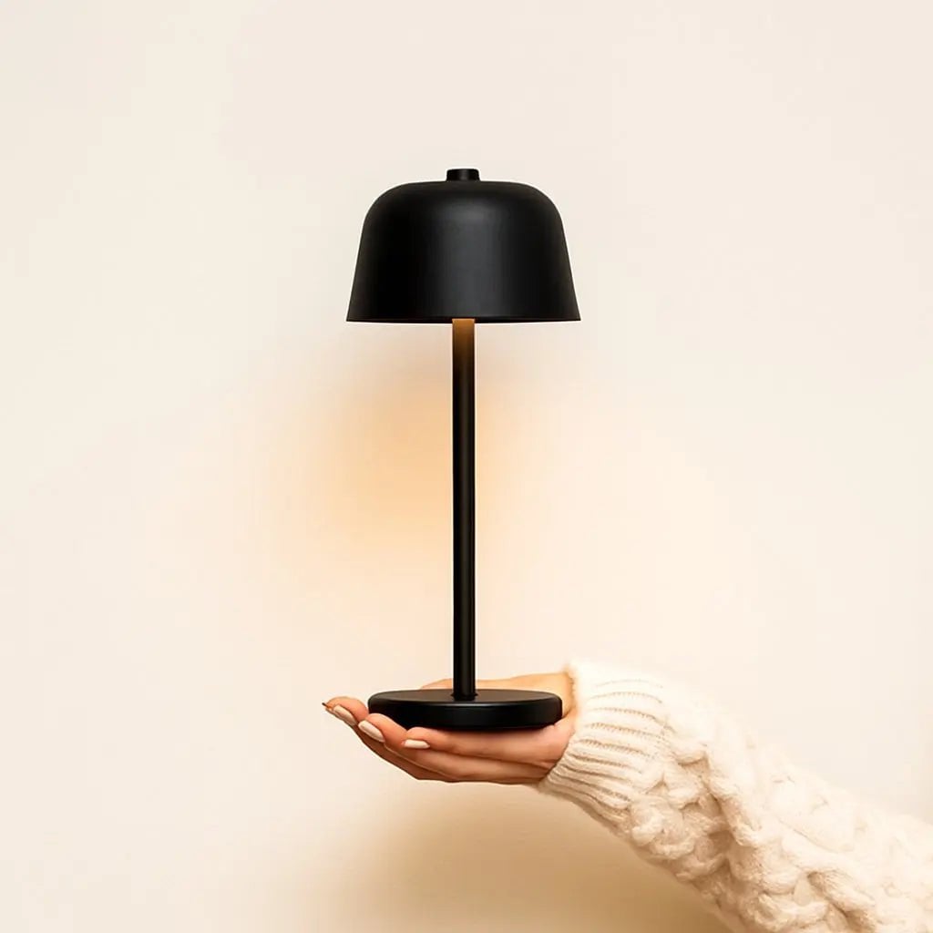 Rechargeable Table Lamp - Black Cordless Lamp with Dimmer