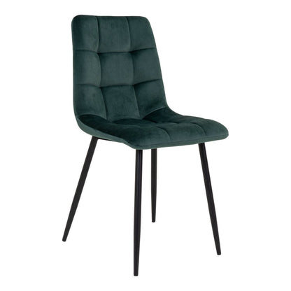 Middelfart Dining Chair - Polyester Velvet, Steel, Dark Green - Set of 2