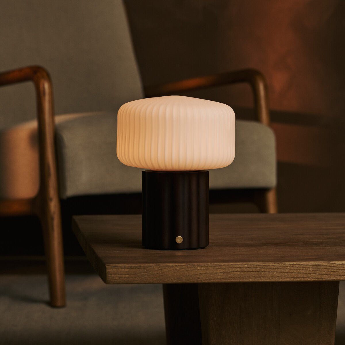 Cordless Table Lamp - Dark Brown Rechargeable Lamp with 3 Light Modes