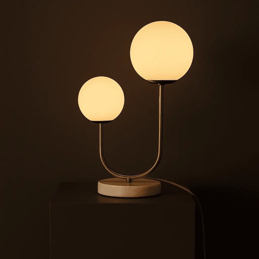 Giorgia Elegant Marble Lamp | Frosted Glass Bulbs & Corded Lamp