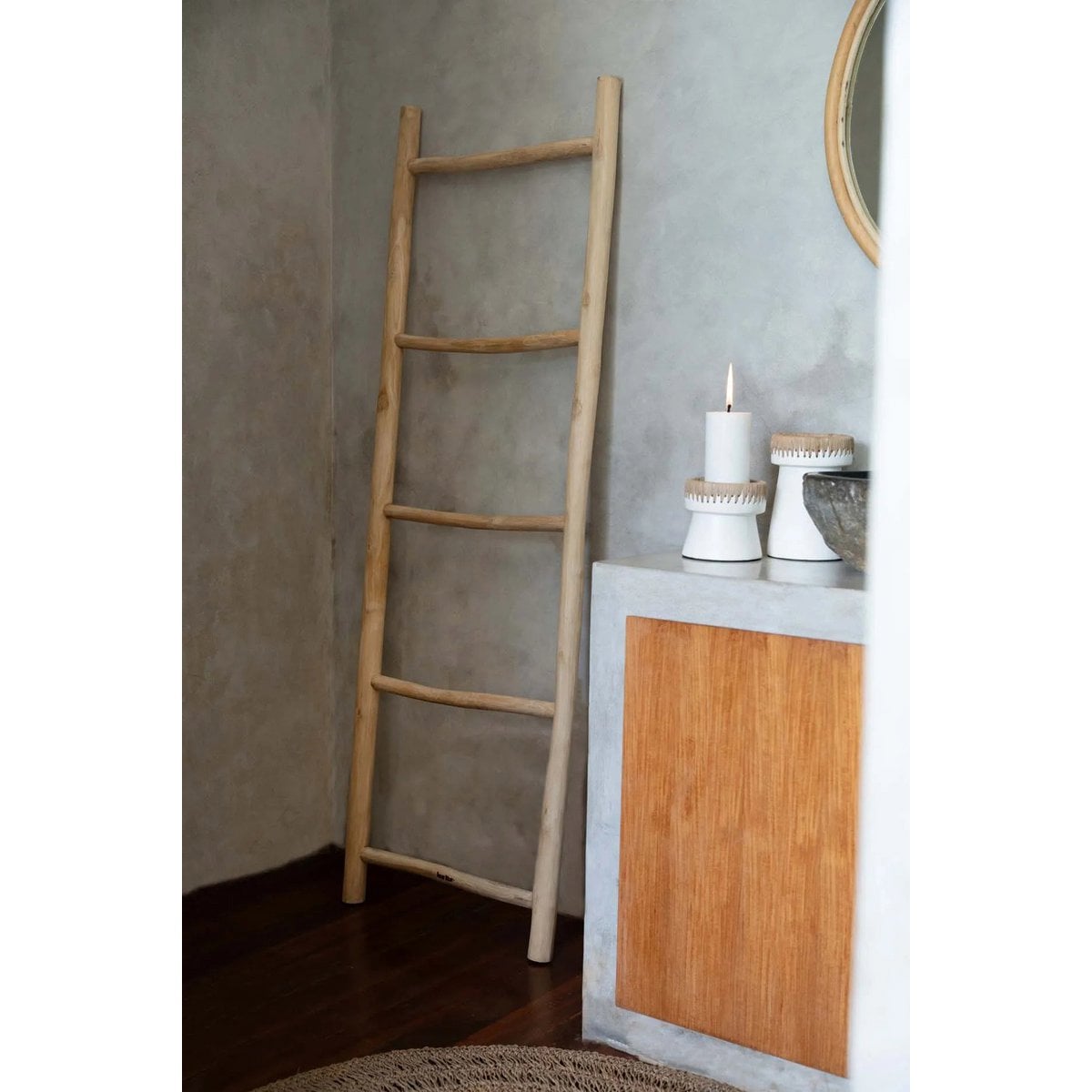 Teak Towel Ladder - Natural Finish - Decorative Display Rack - 165cm
