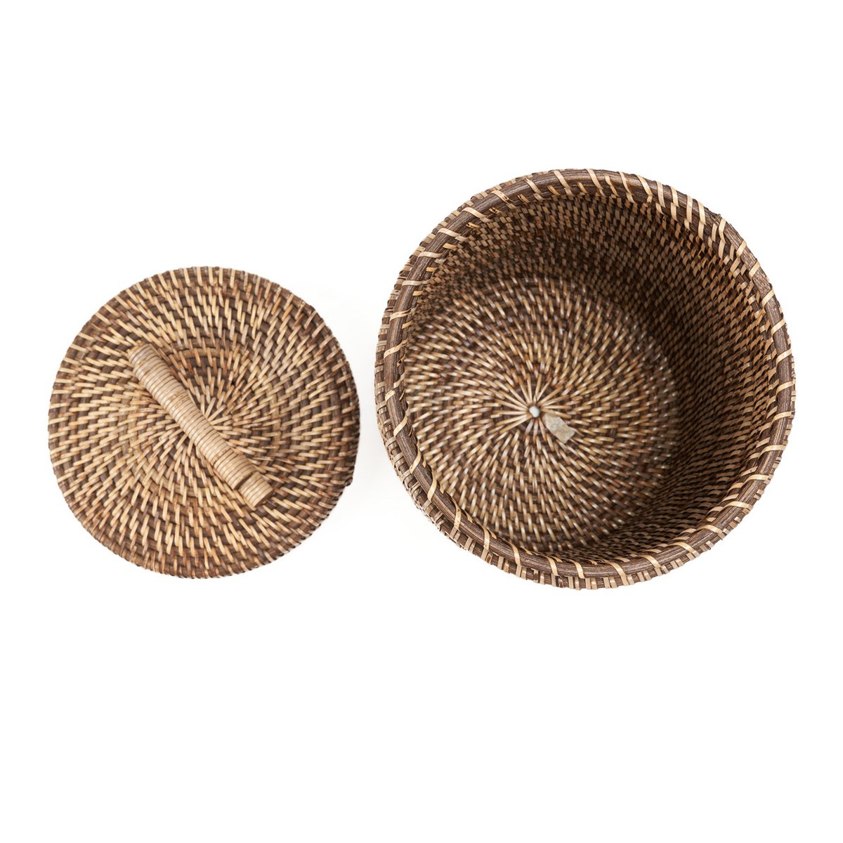 Rattan Storage Basket – Natural Brown Lidded Bin