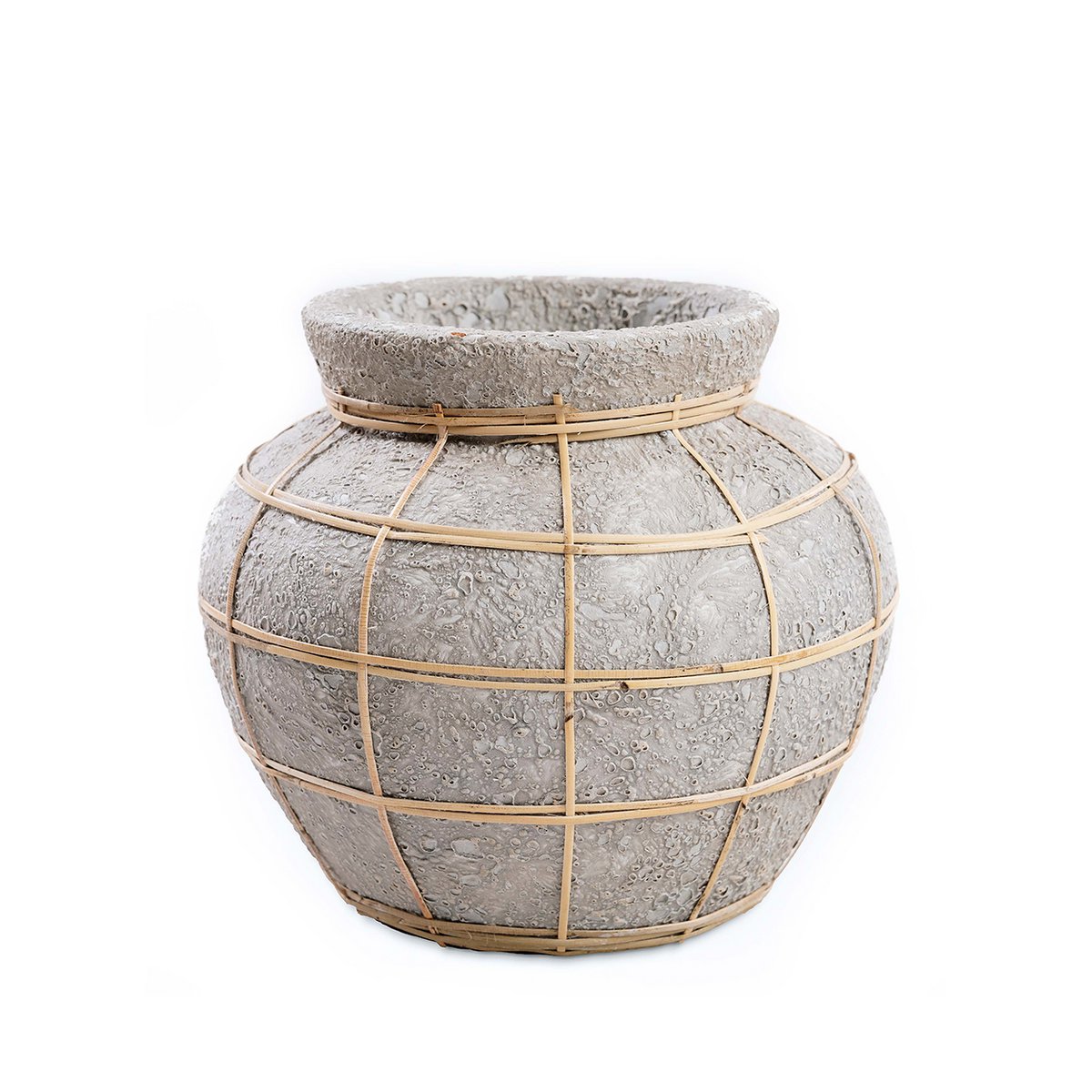 Vase en béton - Jarre ventrue naturelle - Taille moyenne