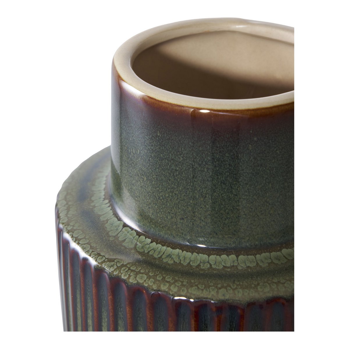 Ceramic Vase - Green and Brown Decorative Vase, ø16x30 cm