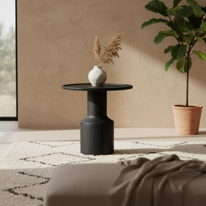 Teak Side Table - Nero Midnight Accent Table, Modern Style