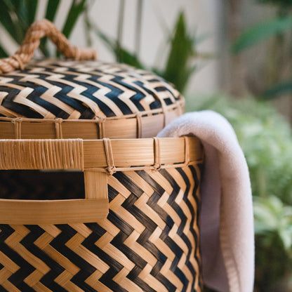 Bamboo Laundry Basket with Lid - Handwoven Storage Solution