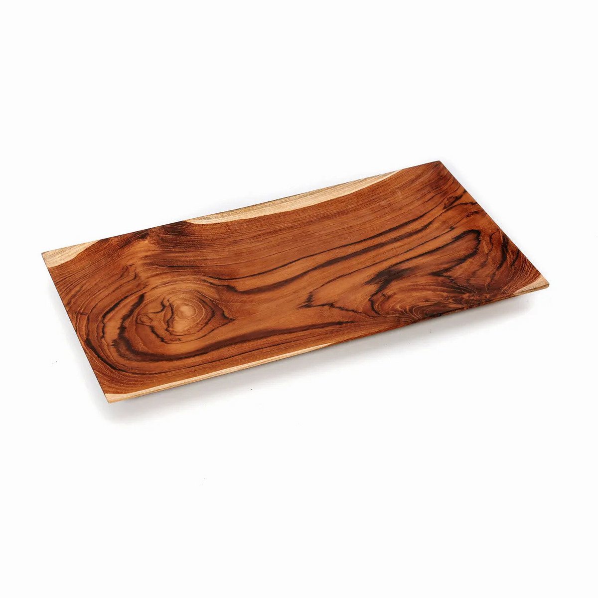 Teak Wood Sushi Plate – Natural Root Serving Tray, Large