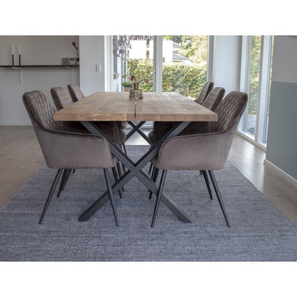 Harbo Dining Chair - Velvet, Steel, Light Brown - Set of 2