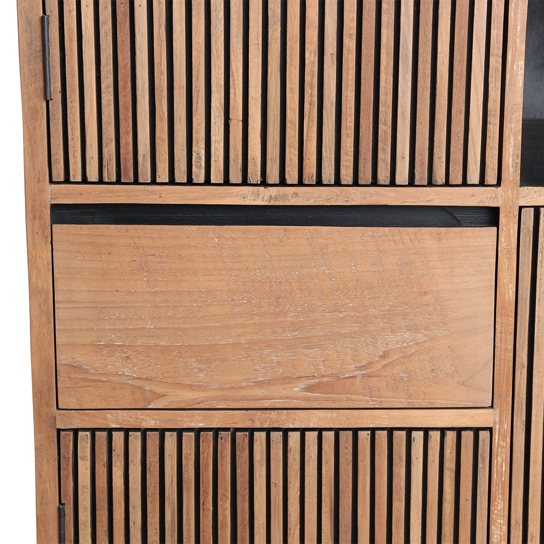 Teak Bookcase Cabinet - Recycled Wood, 90x45x172 cm