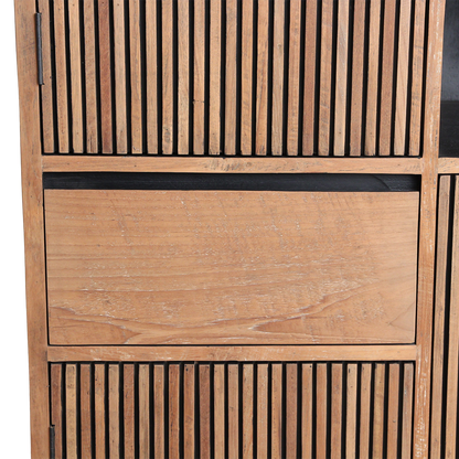Teak Bookcase Cabinet - Recycled Wood, 90x45x172 cm