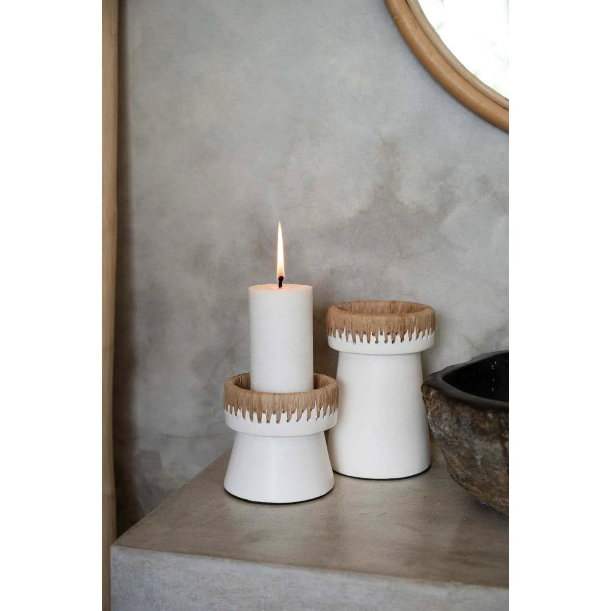 Natural Tea Light Candle Holder – White, Small Pretty Candle Holder