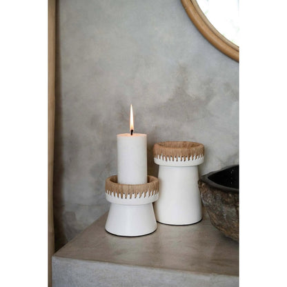 Natural Tea Light Candle Holder – White, Small Pretty Candle Holder