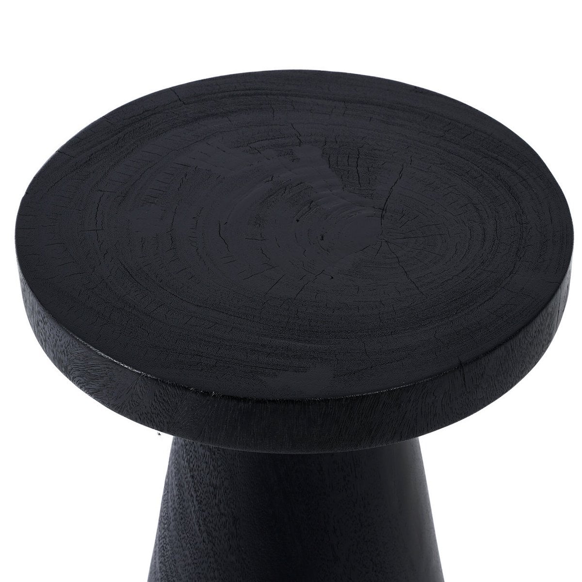 Suar Wood Side Table - Black Modern Accent Table