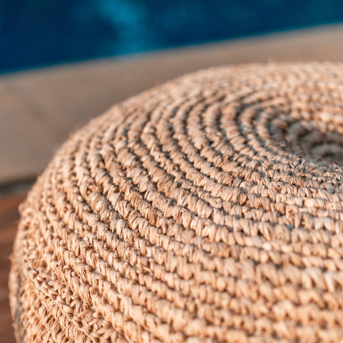 Raffia Pouf Beanbag – Handwoven Natural Ottoman, 2 Sizes