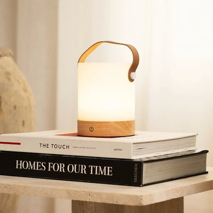 Cordless Wooden Table Lamp – Light Brown Dimmable Rechargeable Lamp