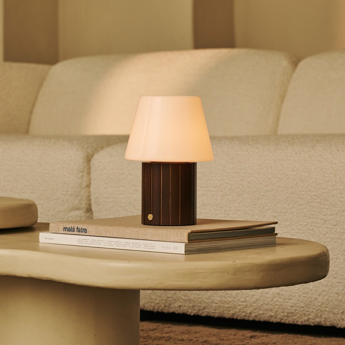 Cordless Table Lamp - Dark Brown Rechargeable Lamp with 3 Light Modes