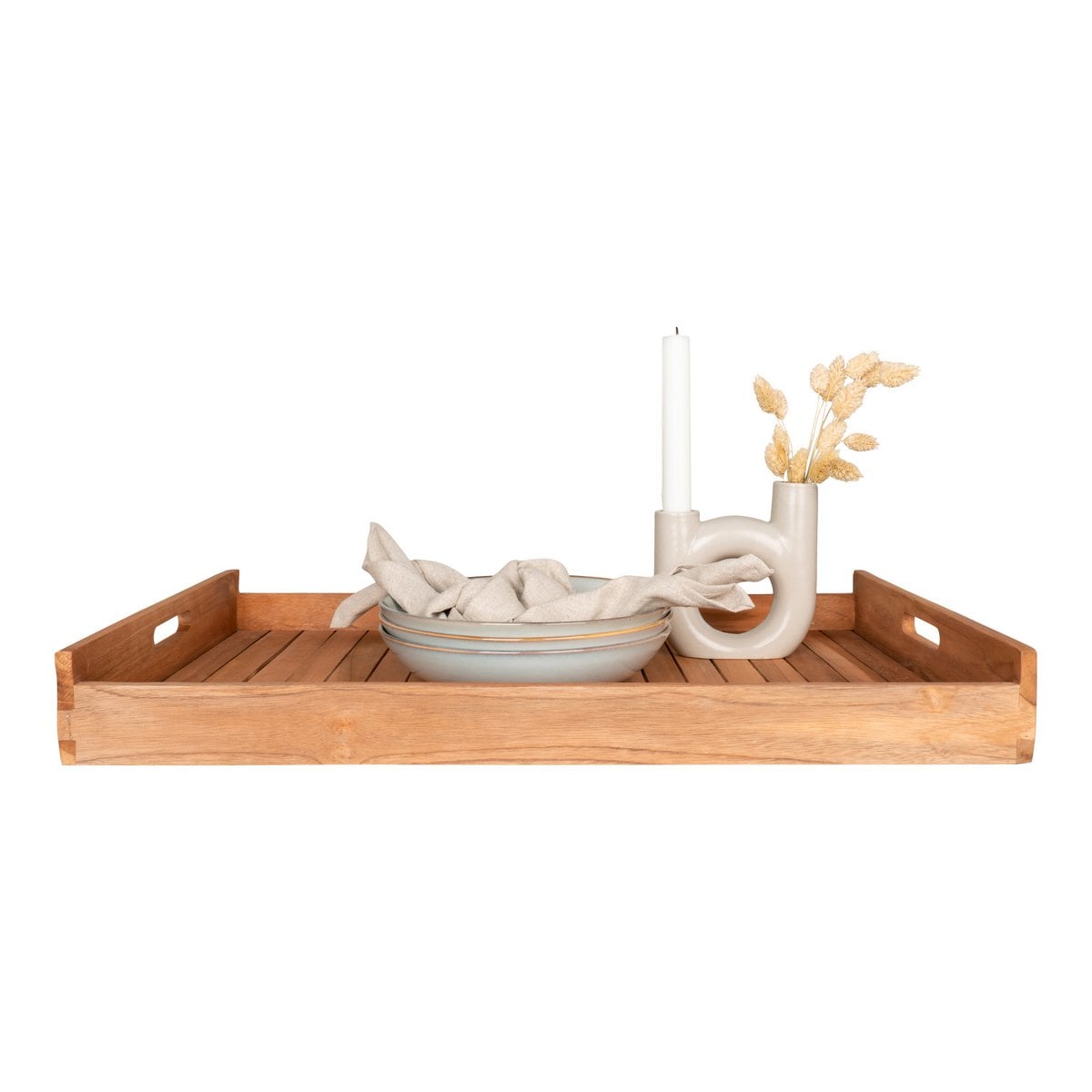 Teak Serving Tray - Natural Wood Faro Tray 58x38 cm